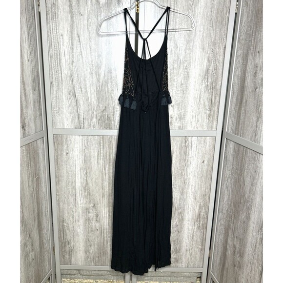 Rada Maxi Dress Tassels Beaded Open Back Bohemian Black Color Size XS NWT - Picture 9 of 10